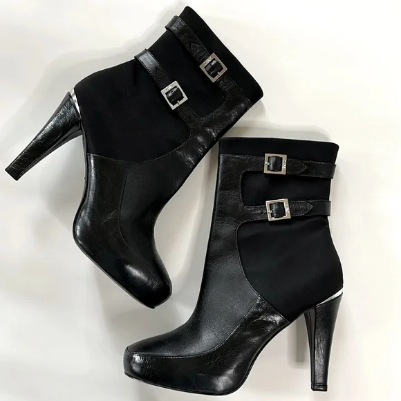 Armani Jeans Black Heeled Boots - Picture 2 of 12